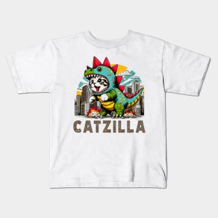 Catzilla Strikes Again: Funny Cat Dressed as Godzilla Tee Kids T-Shirt